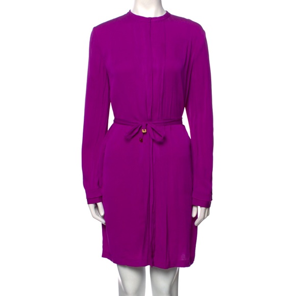 Diane von Furstenberg Orchid Purple Atira Silk Shirtdress with Belt size 10/L - Picture 1 of 3